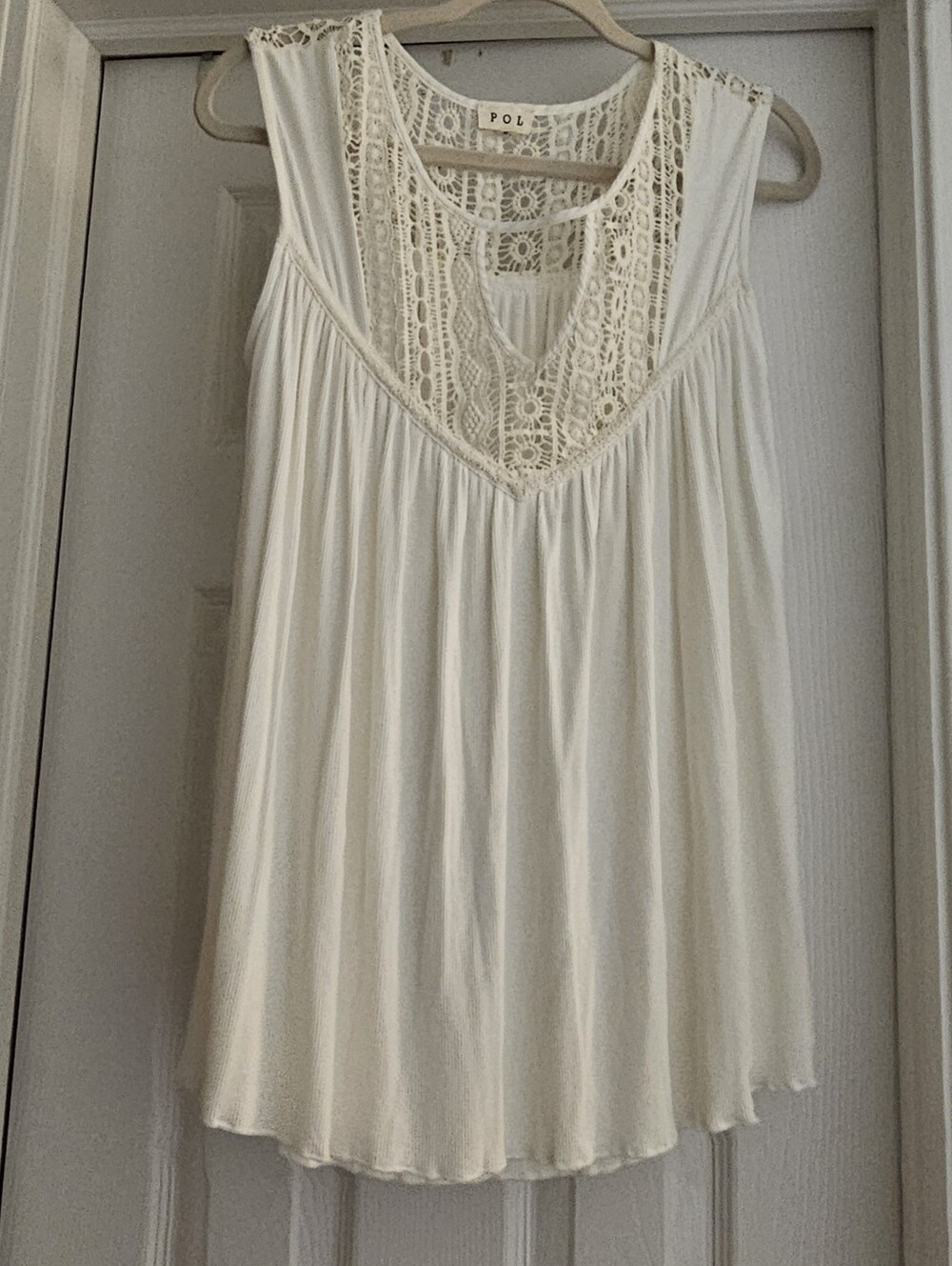 POL Cream Crochet Yoke Sleeveless Camisole